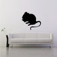 Rat eating wall decal, black silhouette of a rat with food
