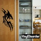 Black shark danger decal with stylized fins and razor-tooth pattern on door panel