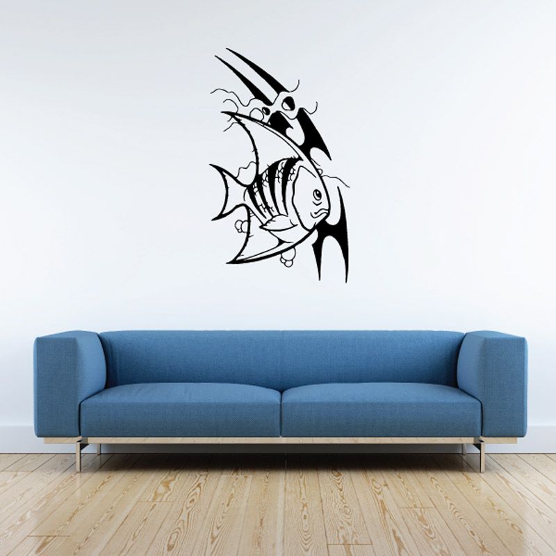 Image of Razor Motif Stripe Angel Fish Decal