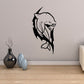 Black razor tattoo style dolphin wall decal with sharp fin details