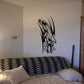 Tribal dolphin wall decal in black with decorative line art