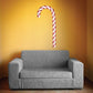 Candy cane sticker with red-and-white striped curved hook