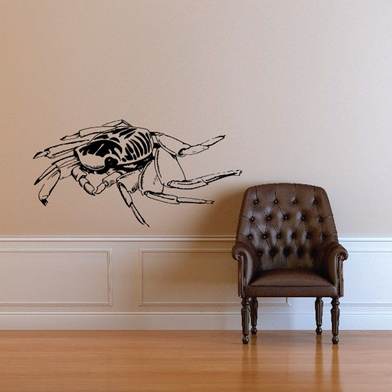 Realistic crab decal with black line-art design and detailed claws