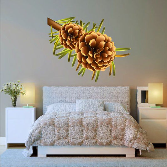 Image of Realistic Pinecone and Branch Sticker