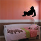 Reclining gorilla wall decal, black silhouette, crouched pose