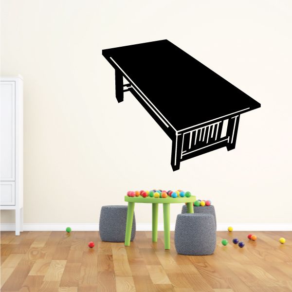 Black rectangle coffee table wall decal with detailed legs