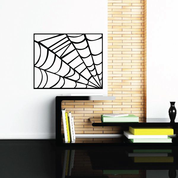 Image of Rectangle Shape Spider Web Decal