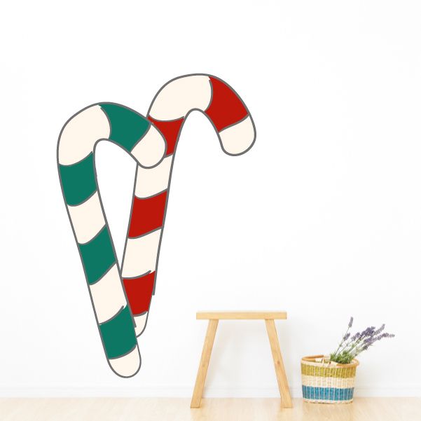 Image of Red and Green Candy Cane Printed Die Cut Decal