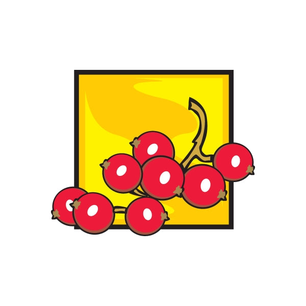 Tomato stickers showing a red tomato cluster with green stem accents