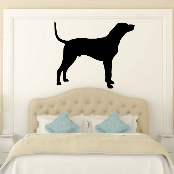 Coonhound dog silhouette wall decal, black