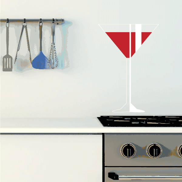Red martini sticker with stylized red coupe glass