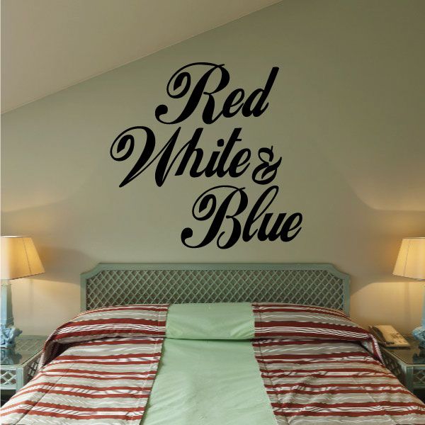 Image of Red White and Blue Script Text Decal