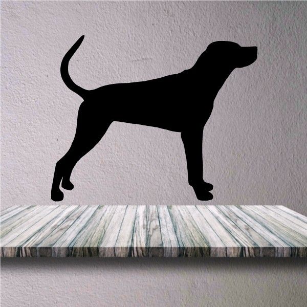 Coonhound dog decal, black side-profile silhouette