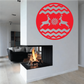 Red circular reindeer decal with snowflake and chevron border