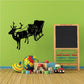 Black reindeer pulling sleigh wall decal silhouette