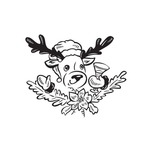 Image of Reindeer with Eggnog Wreath Decal