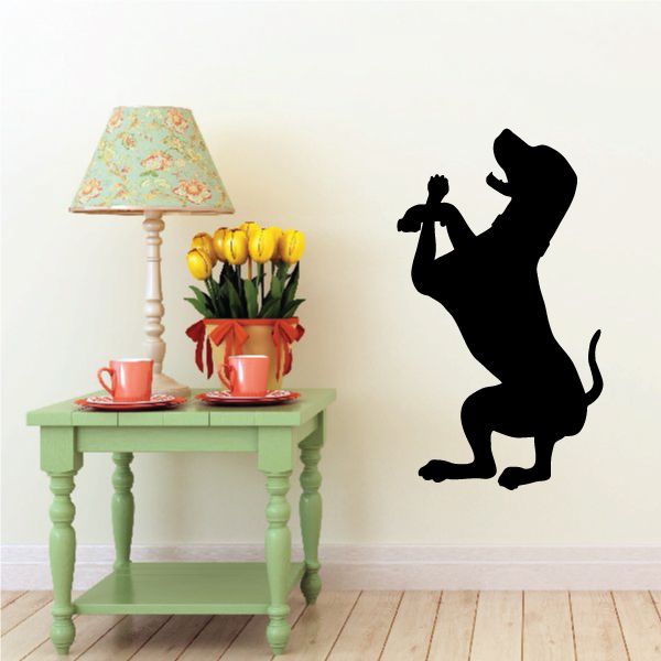 Black coonhound wall decal silhouette, sitting and relaxed pose