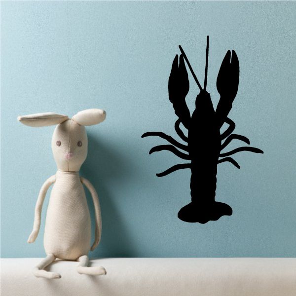 Lobster wall decal, black silhouette with claws and spiky legs