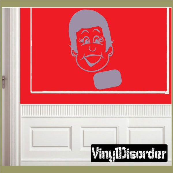 Religious vinyl wall decal featuring a gray smiling pastor or priest face