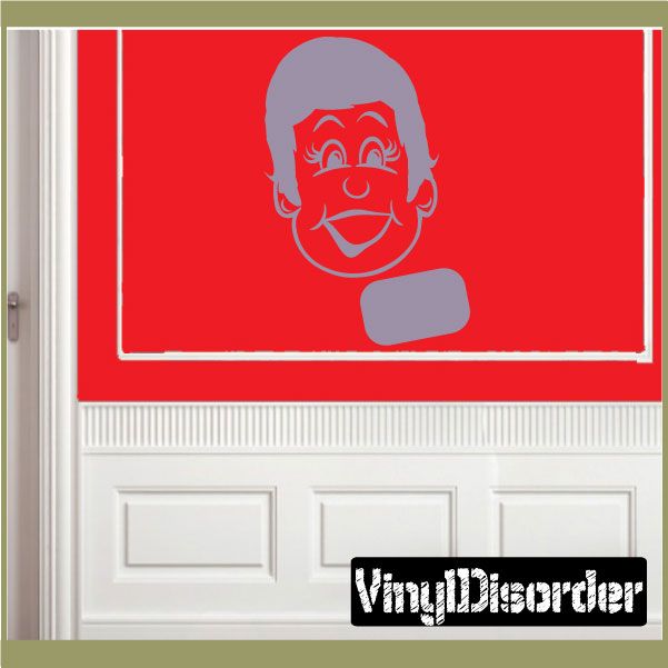 Religious vinyl wall decal featuring a gray smiling pastor or priest face