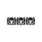 Repeated wolf head decal, black stylized repeating faces pattern