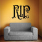 RIP wall decal sticker with ornate letters, black and gold