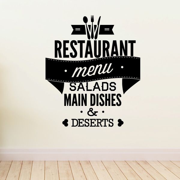 Image of Restaurant Menu Salads Main Dishes and Deserts Decal