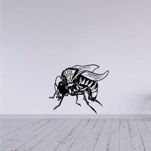 Bot fly decal with resting detailed line-art insect in black