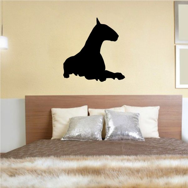 Black resting Bull Terrier silhouette decal