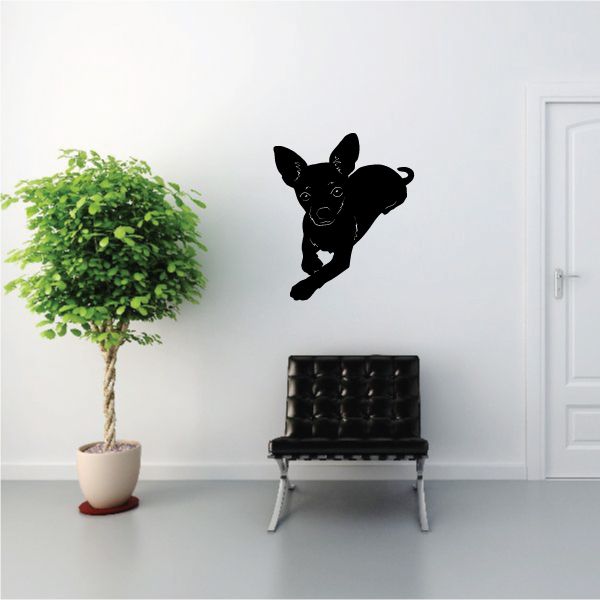 Resting Chihuahua wall decal, black dog silhouette