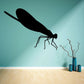 Resting dragonfly wall decal, black outline with long wings