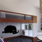 Resting elephant wall decal, solid dark silhouette