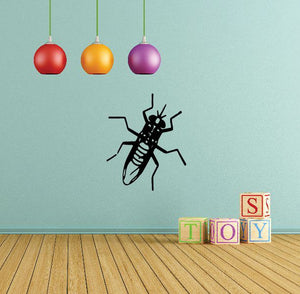 Black resting house fly wall decal with detailed legs and antennae