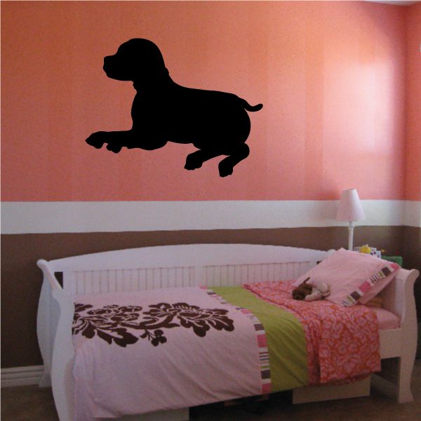 Black resting puppy dog wall decal silhouette