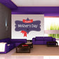 Happy Mother's Day banner sticker with dark outline text and red ribbon badge