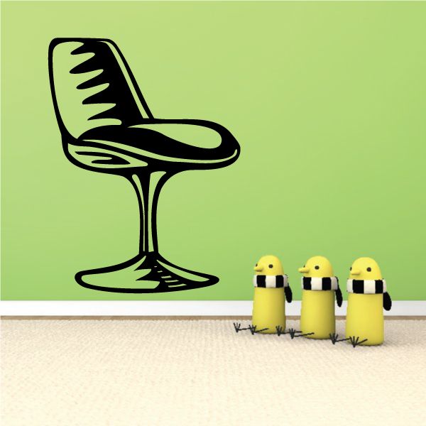 Black retro chair vinyl decal, side view with curved seat and legs