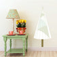 Retro Christmas tree wall sticker with striped green triangular design and white sections
