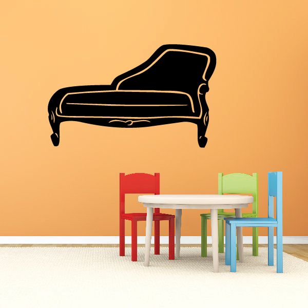 Retro lounge couch decal, black outline lounge sofa design