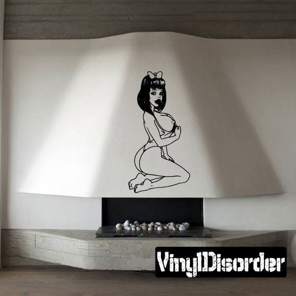 Leotard woman wall decal, black line art of seated dancer pose