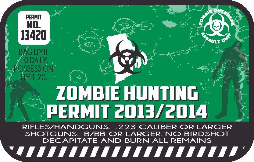 Image of Rhode Island Zombie Hunting Permit Sticker