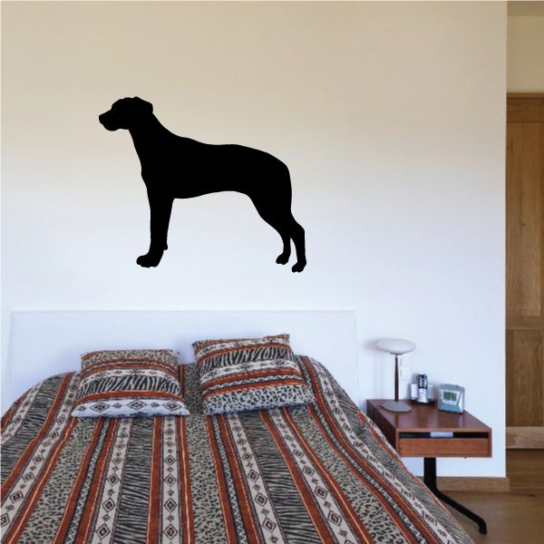 Black Rhodesian Ridgeback dog silhouette decal with standing profile
