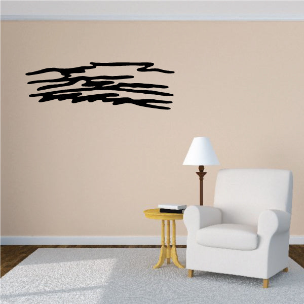 Black ribbon cloud wall decal with horizontal curved strokes