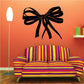 Gift ribbon bow wall decal with black multi-loop ribbon and tails