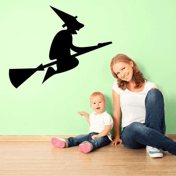 Image of Riding a Broom Large Nose Witch Decal