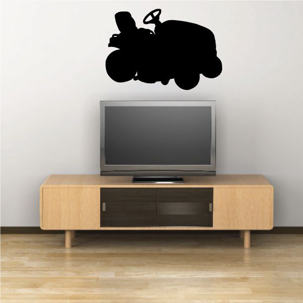 Black riding lawnmower silhouette decal sticker