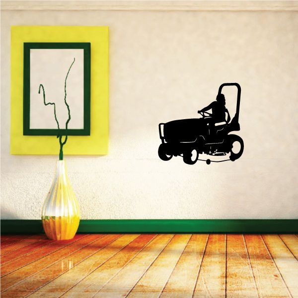 Riding lawnmower wall decal silhouette