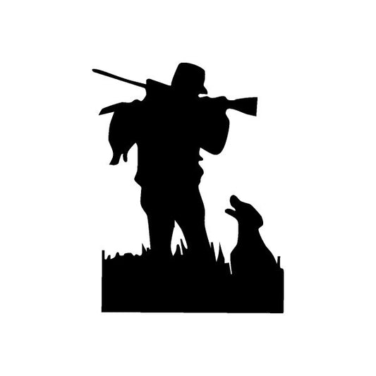 Image of Rifle Dog Ducks Grass Wall Decal - Vinyl Decal - Car Decal - DC0006