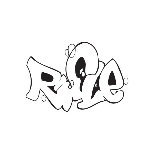 Graffiti rifle decal in black and white with bold cartoon outlines