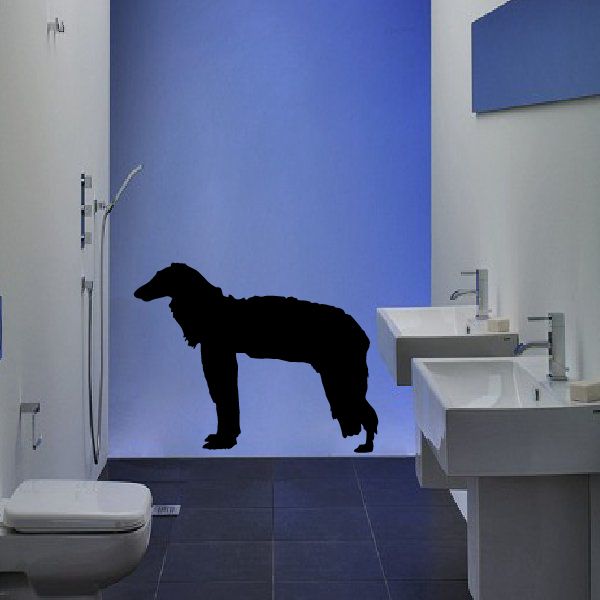 Black dog silhouette decal, standing dog figure