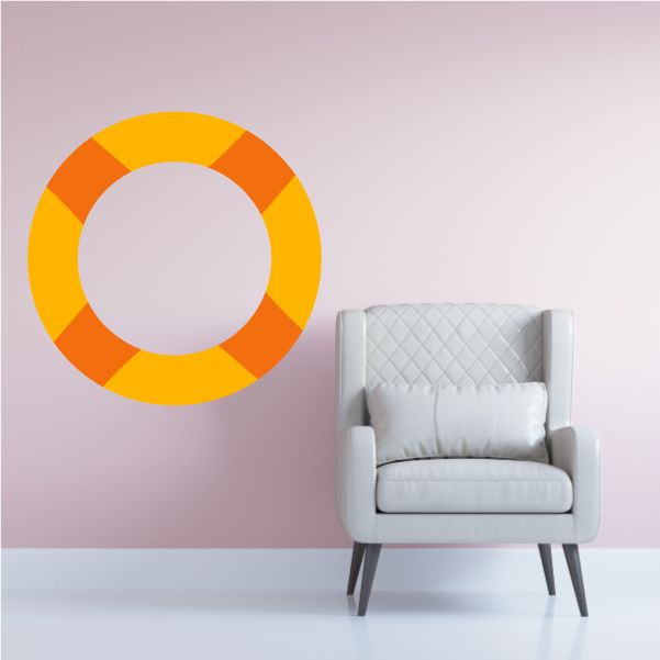 Ring buoy summer wall decal with yellow and orange lifebuoy circle